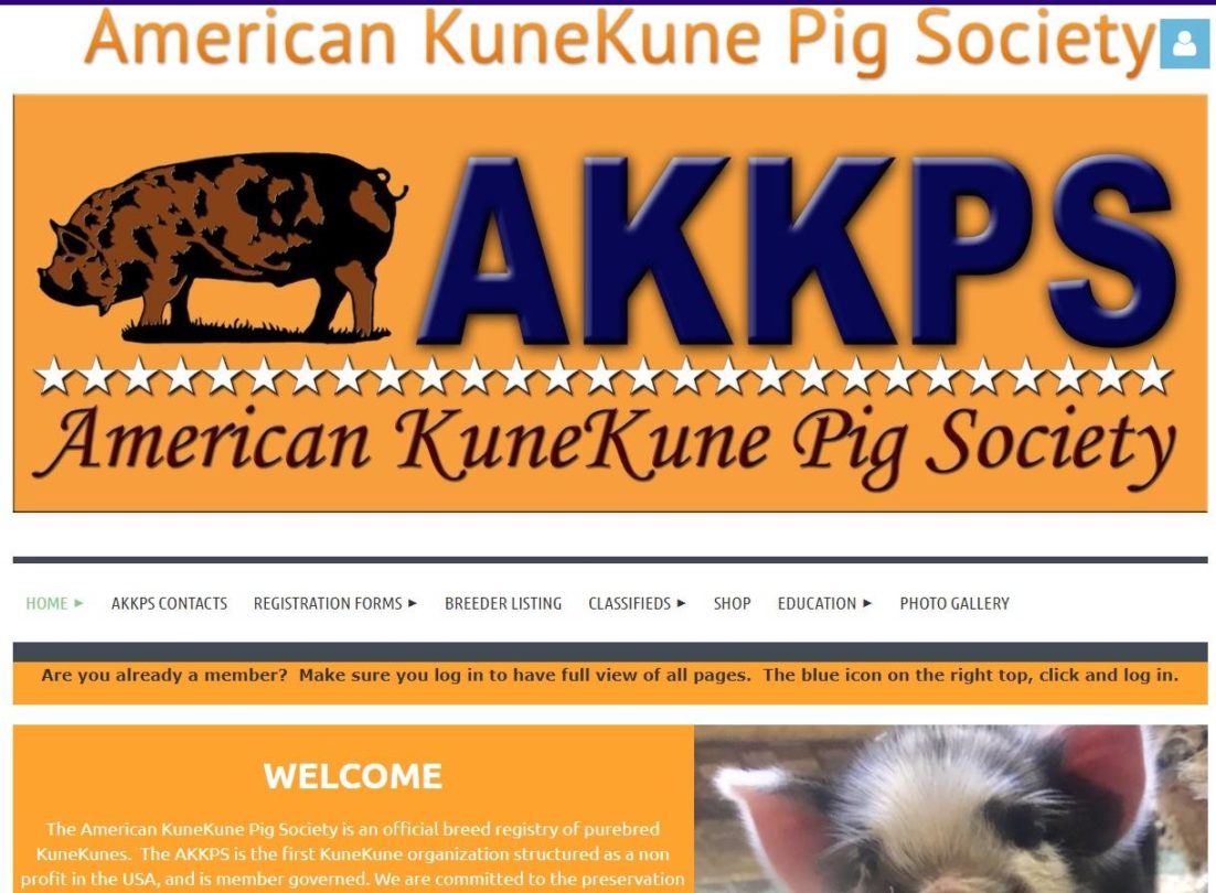 KuneKune Registry web design